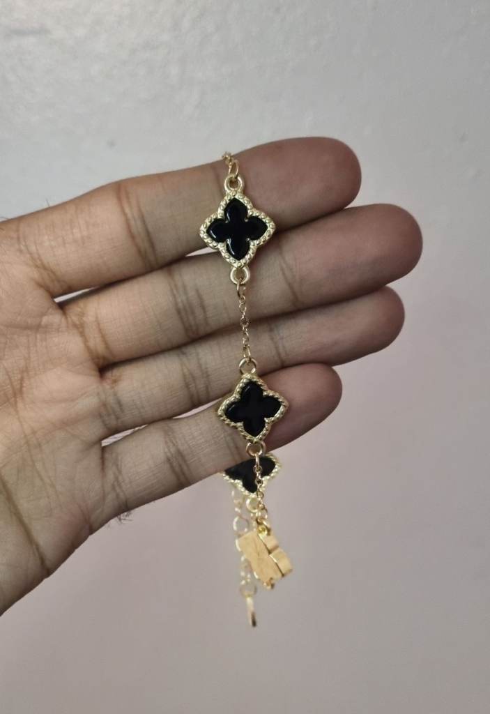 1pc Black Clover and Flower Bracelet for Women Jewelry Gift 
