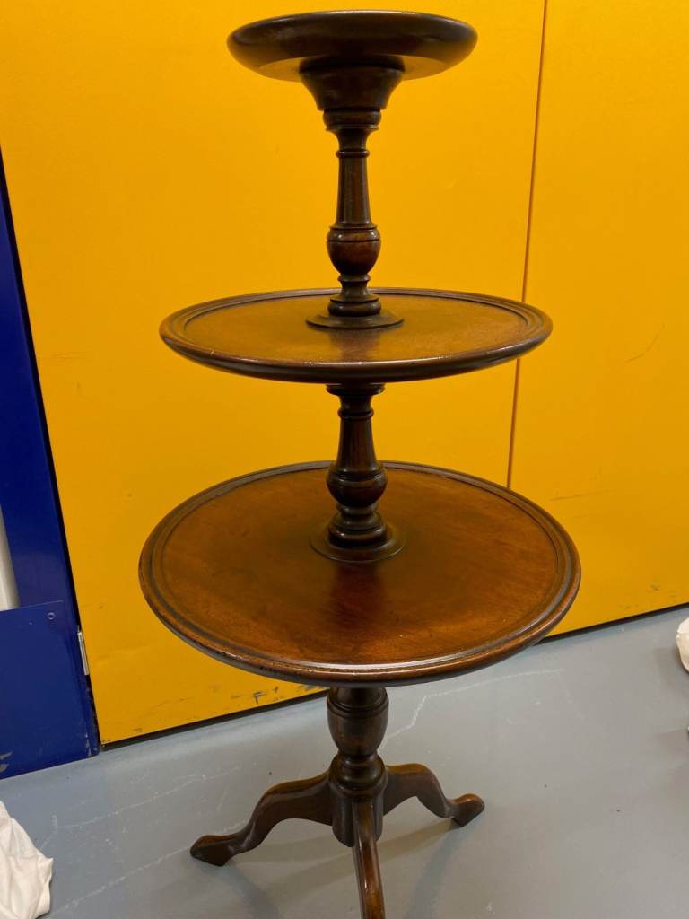 Vintage Wooden Three-Tier Side Table "dumb waiter" style