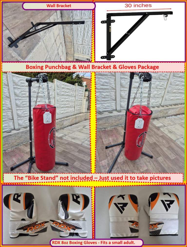 Boxing Punchbag & Wall Bracket & Gloves Package.