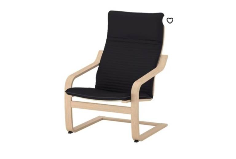 IKEA Poang Chair – Light Wood & Black Cushion
