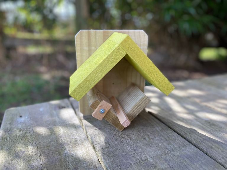Wooden Peanut Butter Jar Bird Feeder - Yellow