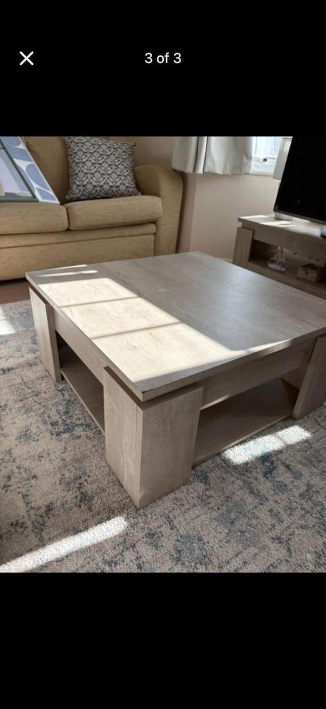 Grey Oak Effect Top Coffee Table with Storage
