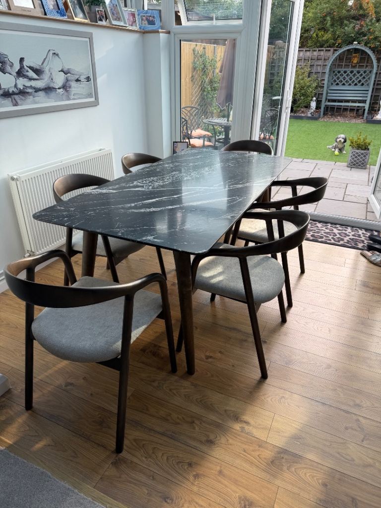 GPLAN solid marble table and chairs 1800 x 900