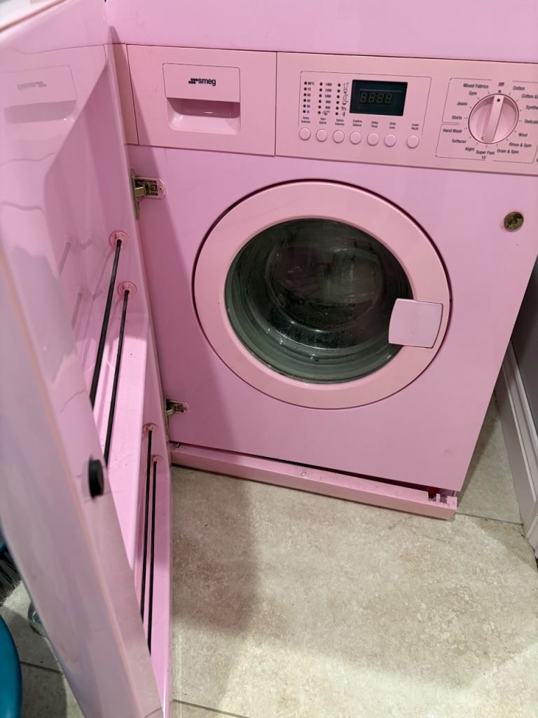 Smeg pink washing machine 