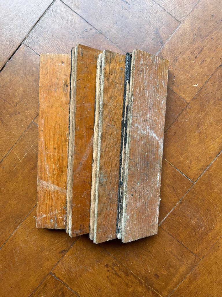 Genuine American Pine Parquet – Fair Condition Brown Wood Flooring