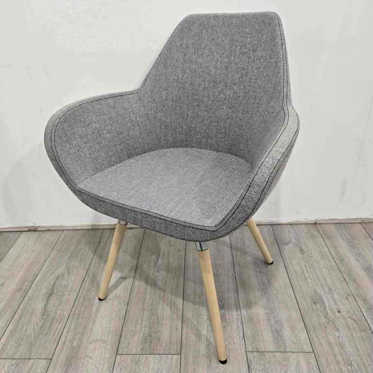 Profim Fan Lounge Chair – Grey Fabric / Maple Legs