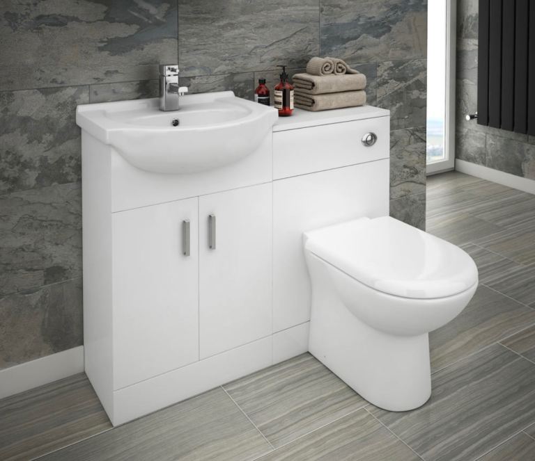 Bathroom Suite - Furniture White Gloss Vanity  