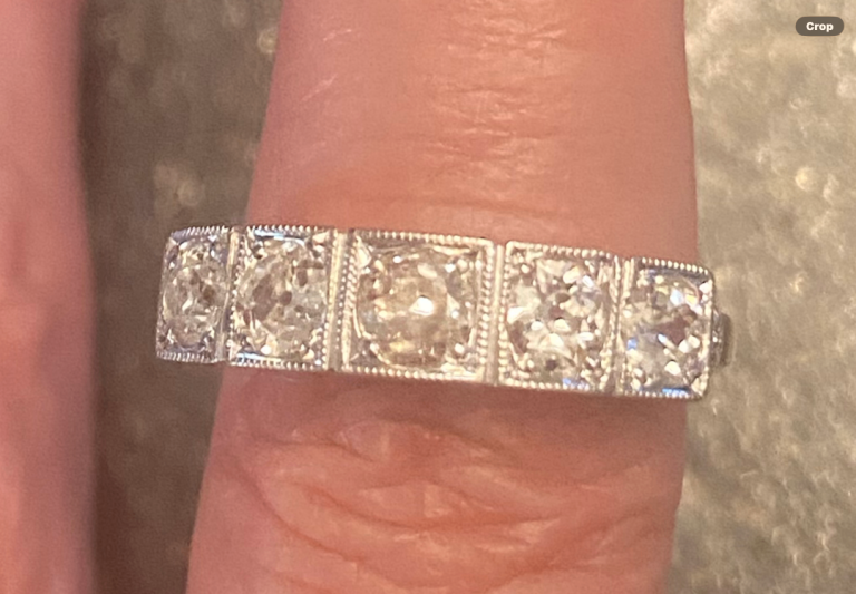 Stunning 9ct Gold 1 carat Diamond Art deco Style half hoop eternity ring. Size P. Coll/del only
