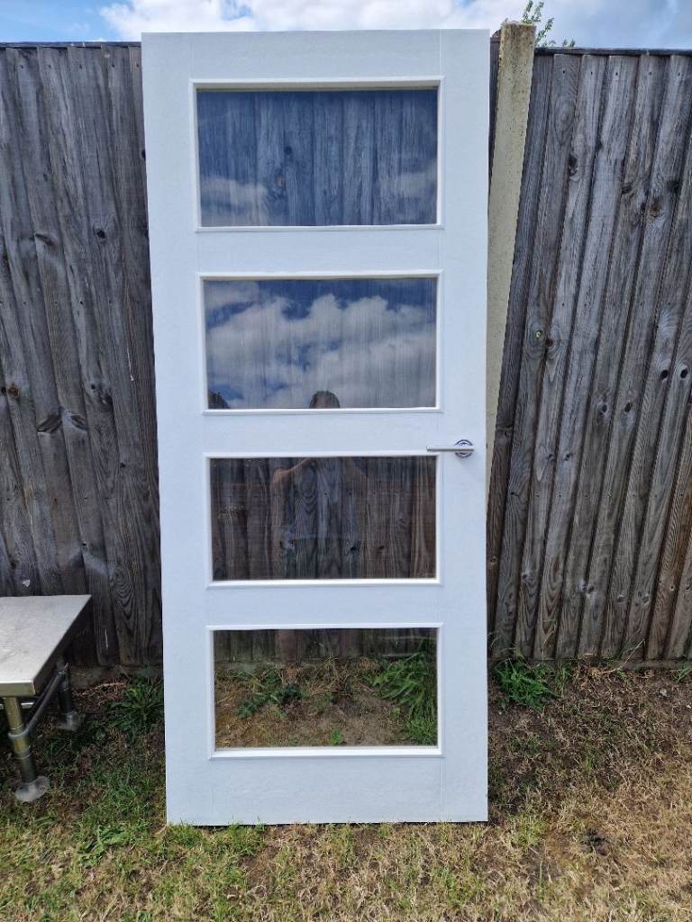 White Internal door with glass panels