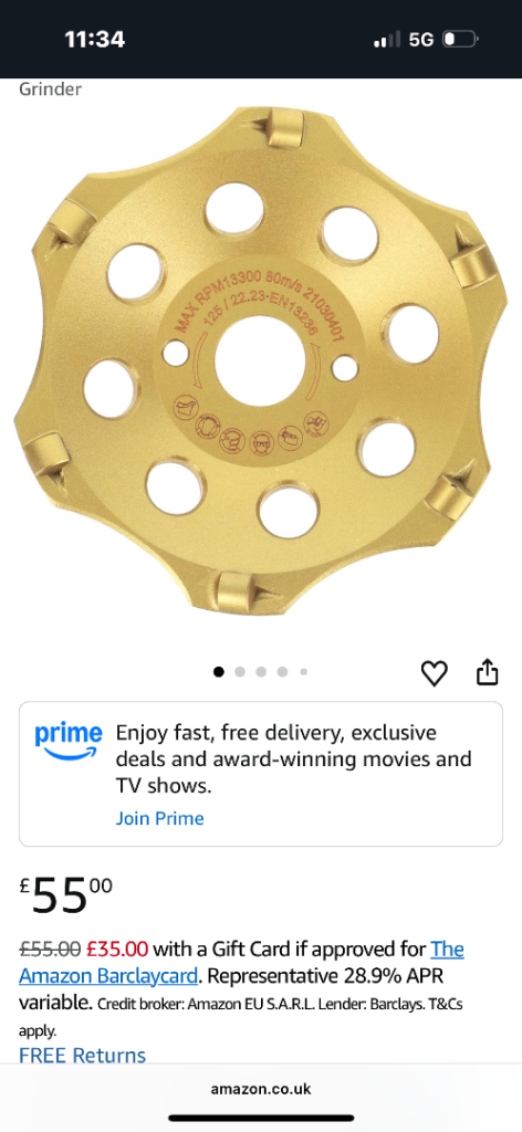 New Grinding Disc for Concrete & Masonry – 125mm