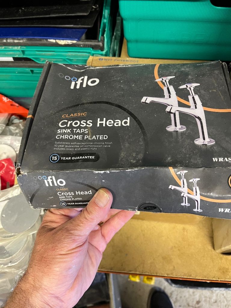 Iflo Classic Cross Head Chrome Plated Sink Taps - NEW