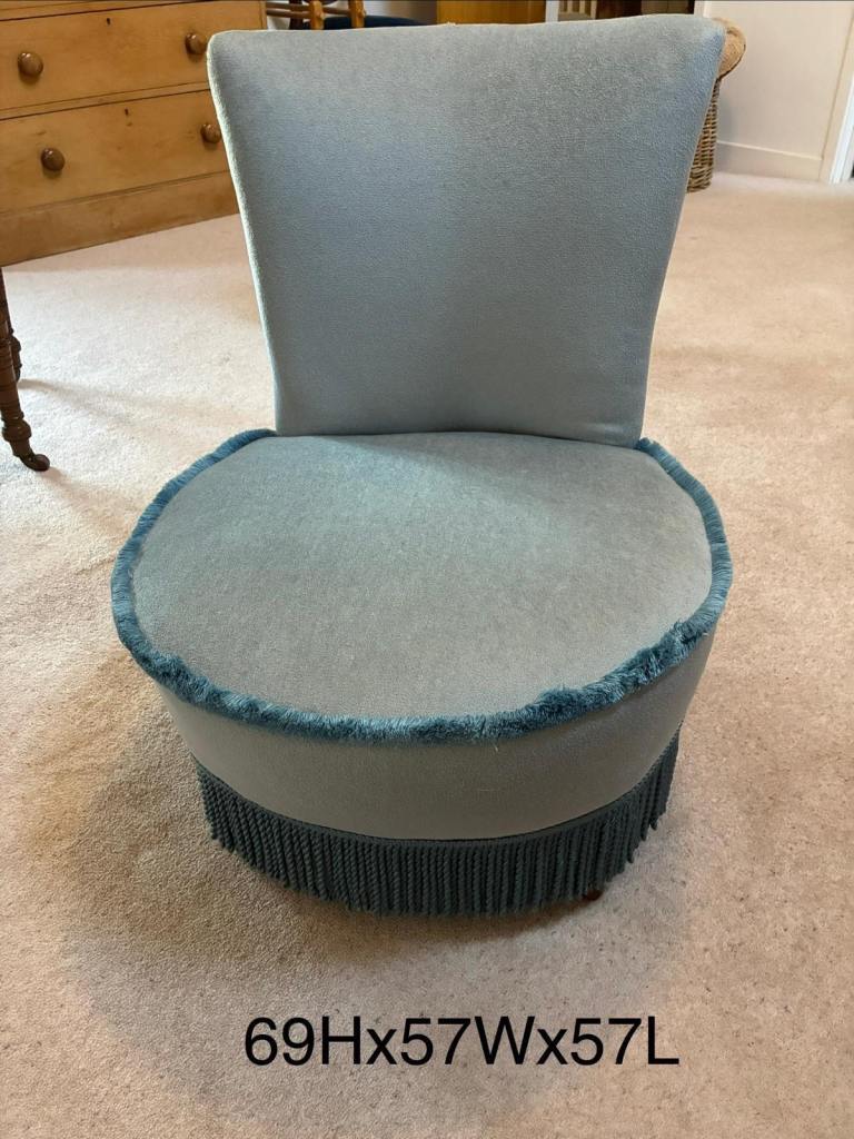 Vintage Style Boudoir / Occasional Chair – Blue Upholstery