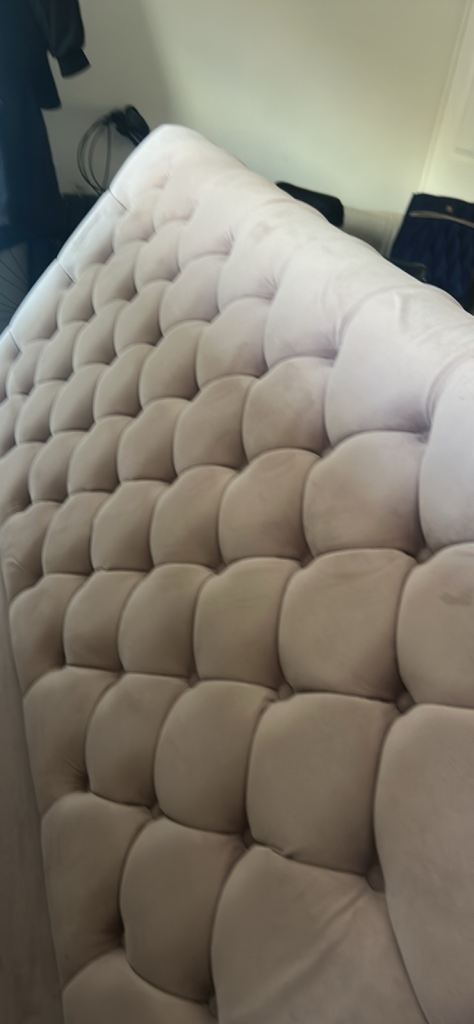 image for Kingsize pink plush velvet bed frame