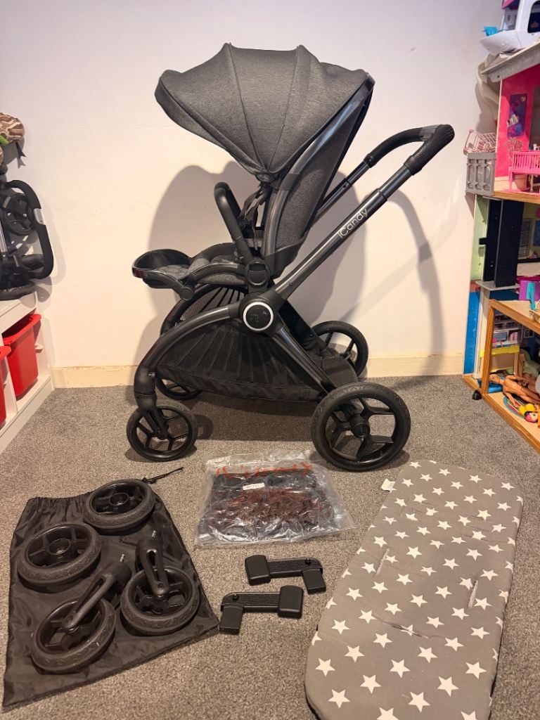 Icandy Core Stroller with Lights, Raincover & Spare Wheels
