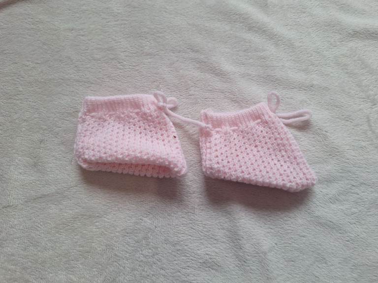 Pink Handmade Baby Shoe Socks First Size - New 