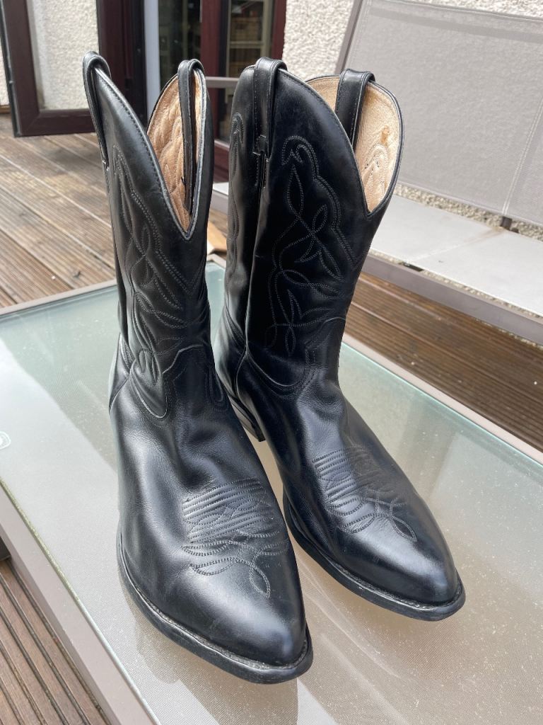 Genuine Boulet leather cowboy boots bought in San Antonio Texas Black US11.5 approx UK11