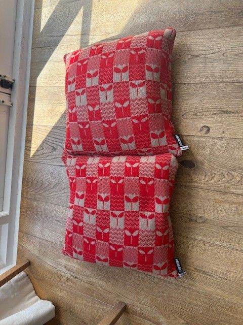 Two woolen Heals sofa cushions