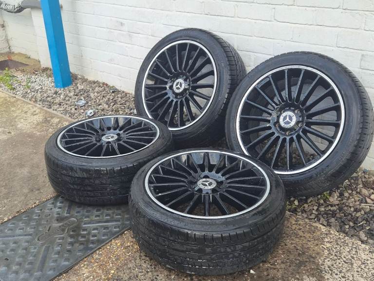 🌟Mercedes Turbine Style 18 inch alloy wheels 5x112 with MATCHING TYRES 7M++ A B C E V CLASS GOLF