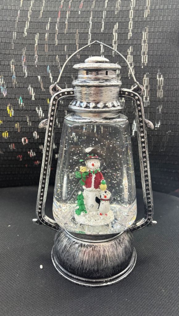 Christmas Snow Globe Lantern with Snowman and Penguin