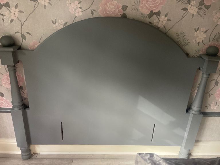 Grey Wooden Headboard - Good Condition