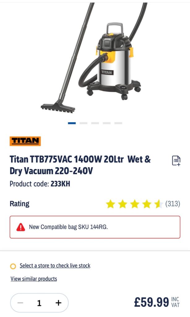 Titan wet vac 