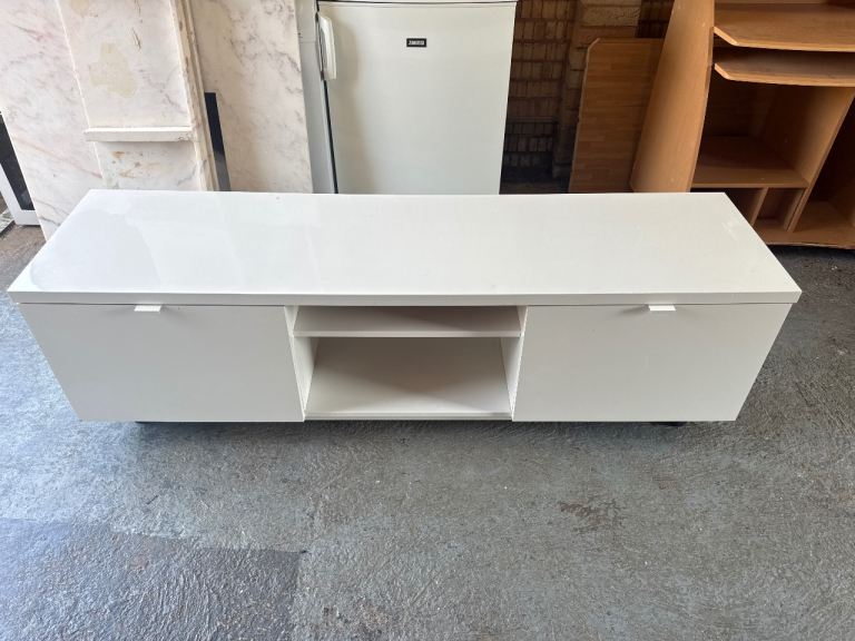 White TV Unit / Media Console with Storage