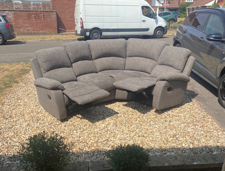Delivery Available - Grey Corner Manual Recliner 4 Seater Sofa