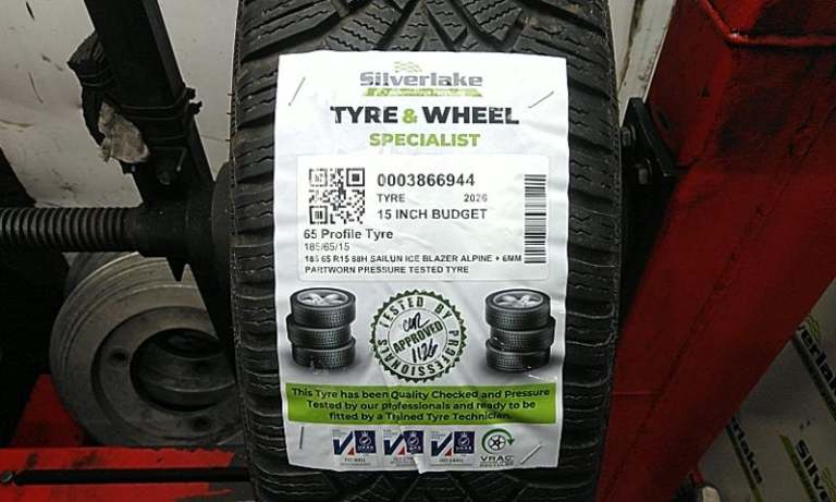 185 65 R15 88h Sailun Ice Blazer Alpine + 6mm Partworn Pressure Tested Tyre