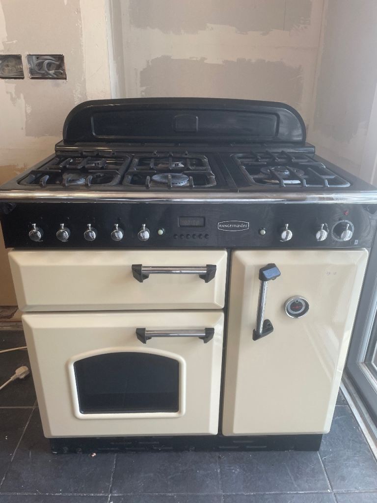 Rangemaster dual fuel 90cm oven cream and black 