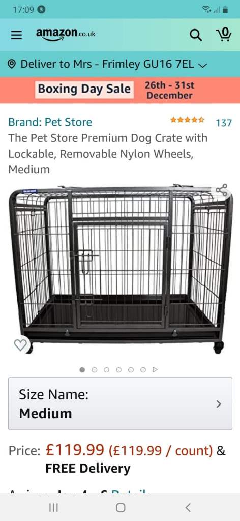 Large Dog crate with wheels