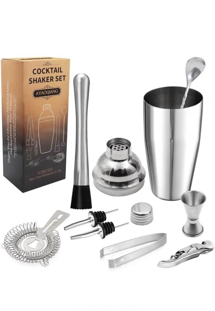 Cocktail Shakers Set, 9 Pieces Cocktail Making Kit, Cocktail Shaker Set 750 ML