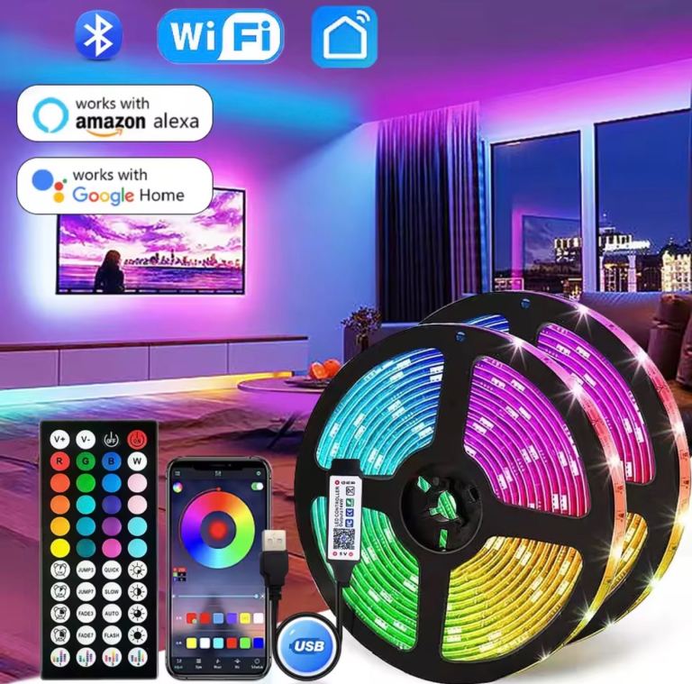 image for 5M 10M RGB LED Strip Light with Remote – USB/Plug, Colour Changing Room Lighting