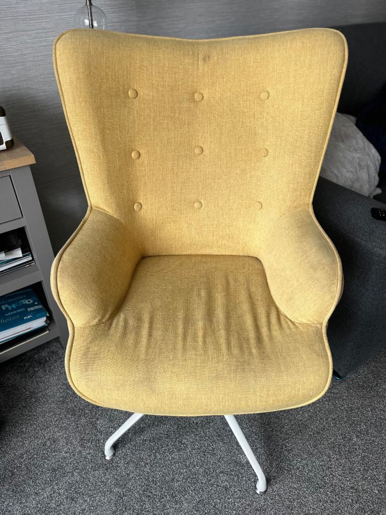 Stylish Yellow Wingback Swivel Chair – Good Condition