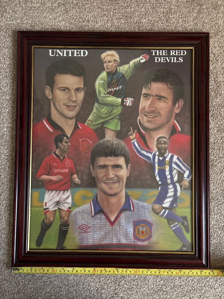 Vintage 90s Manchester United Framed Art Print 