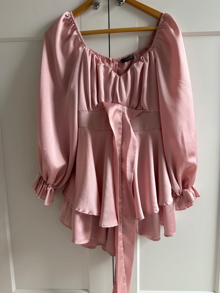 Quiz satin dress in pretty pink
