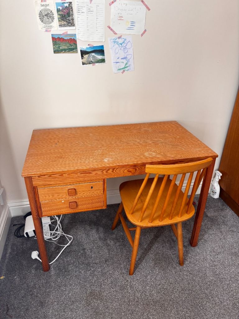 Vintage Solid Pine Desk and/or Beech Chair 