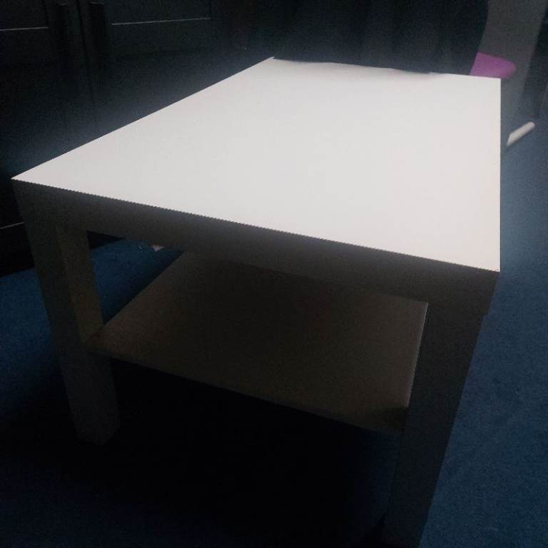 White Rectangular Coffee Table with Shelf