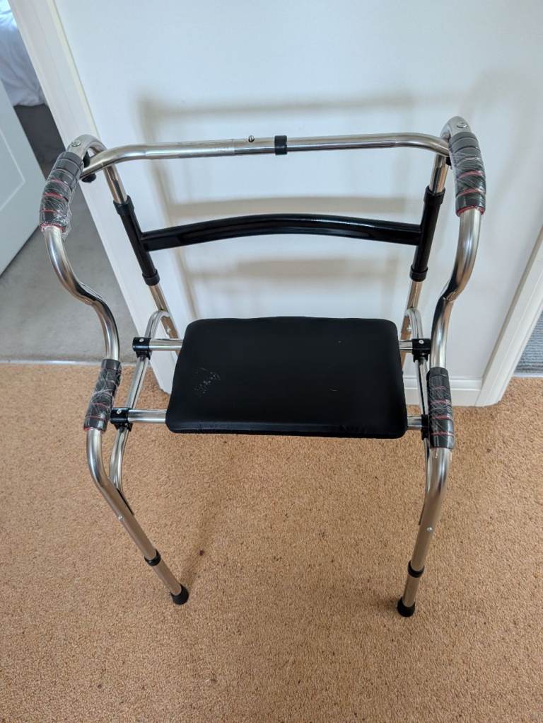 Sturdy Folding Mobility Walker with Seat and Wheels