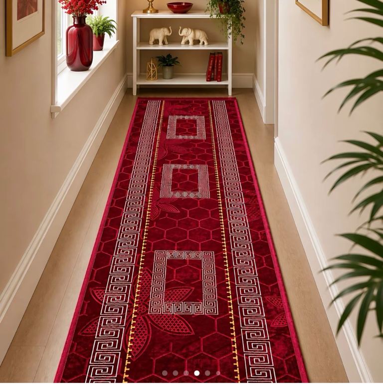 New Red Hallway Runner Rug with Non-Slip Base 80x290cm (BURGUNDY RED)