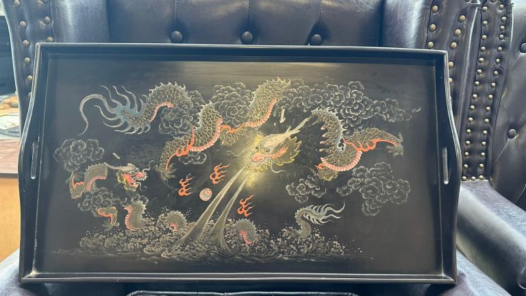 Rare Antique Chinese Lacquer Wooden Tray - Shen Shao An Lang Kee 