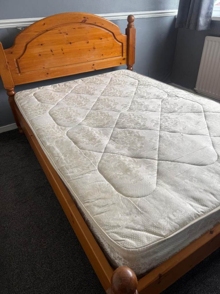 Double bed frame with mattress 