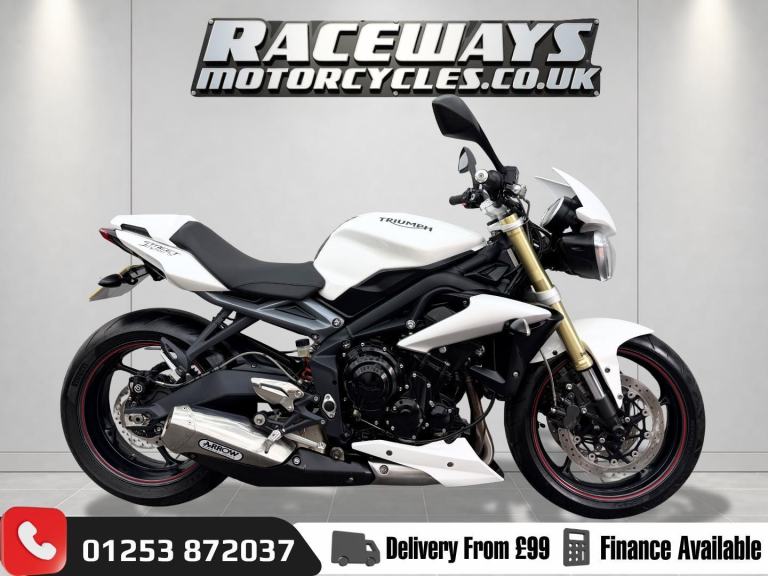 TRIUMPH STREET TRIPLE 675 2016 16 REG 9,308 MILES WHITE USED MOTORCYCLE 675CC