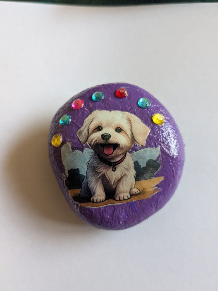 Cute Puppy Decorated Rock – Hand-painted