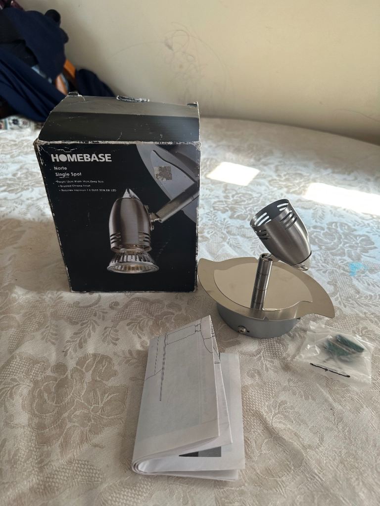 Homebase Norte Brushed Chrome Single Spotlight Ceiling Fitting