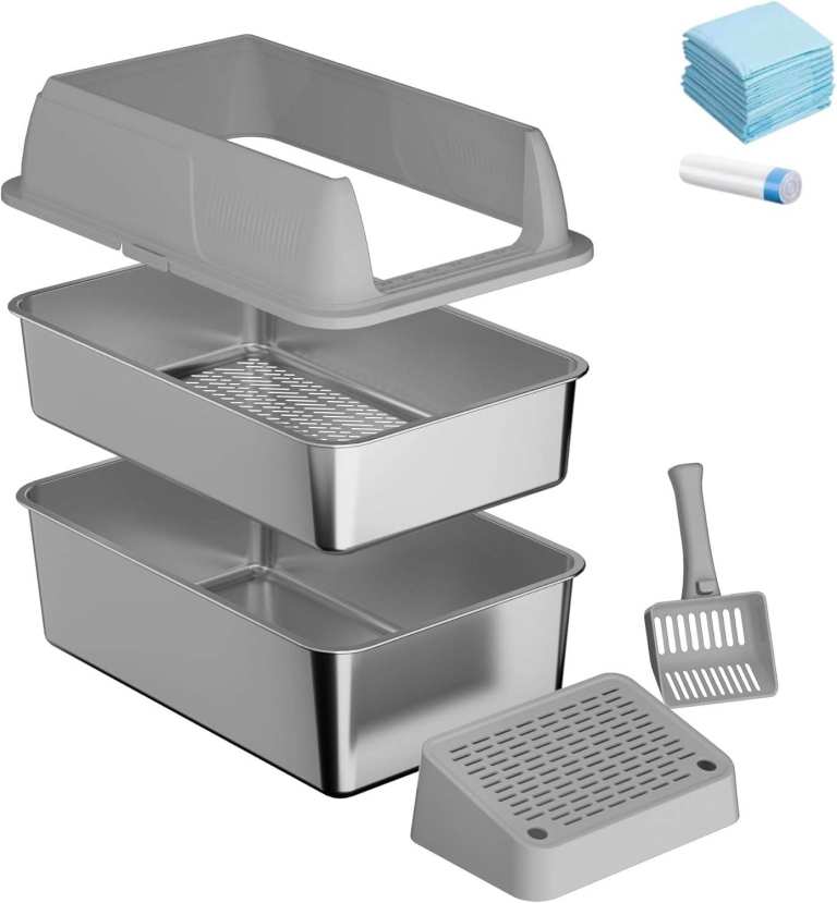 new in packagaing - Stainless Steel Sifting Litter Box with Lid