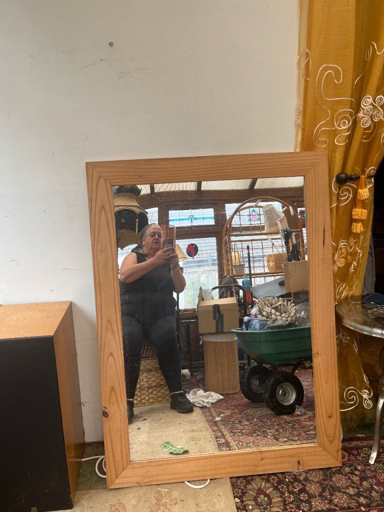 Large Wooden Framed Mirror – Good Condition