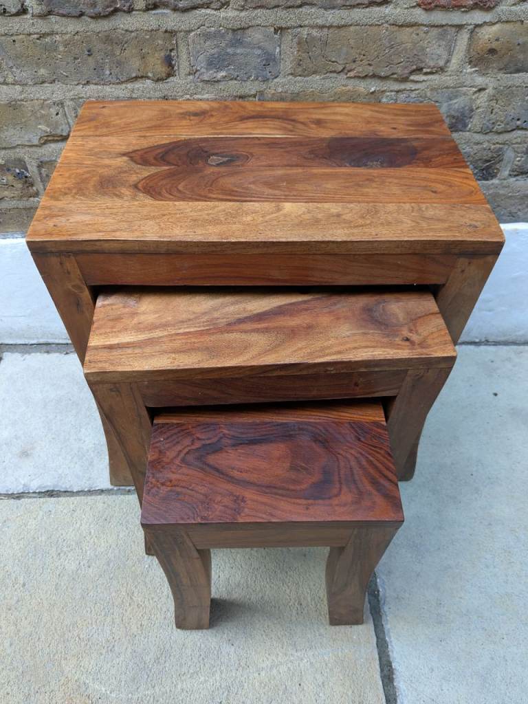 Nesting solid wood side tables / coffee tables.