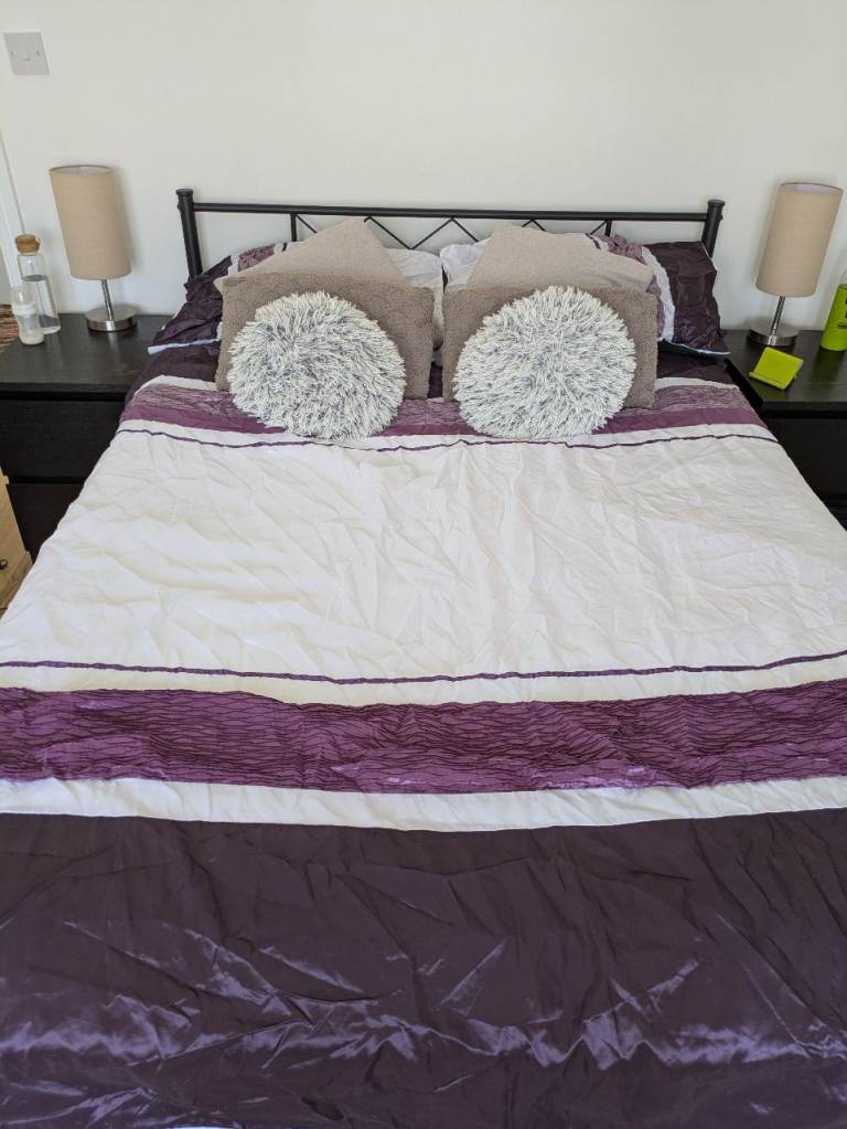 Purple Double Duvet Cover Set + Cushions + Rug