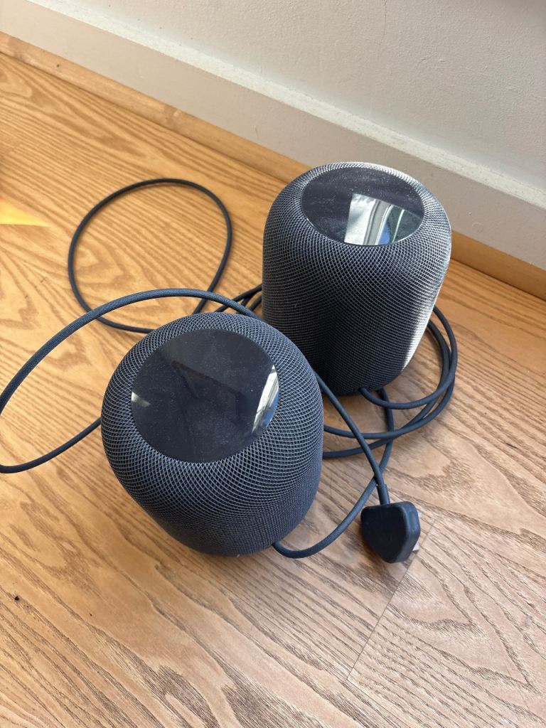 Pair of Apple HomePod Speakers - Space Grey, Good Condition