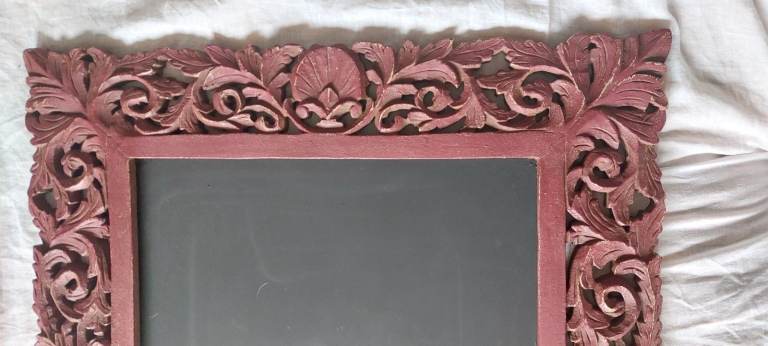 Large Solid Wood Carved Red Frame